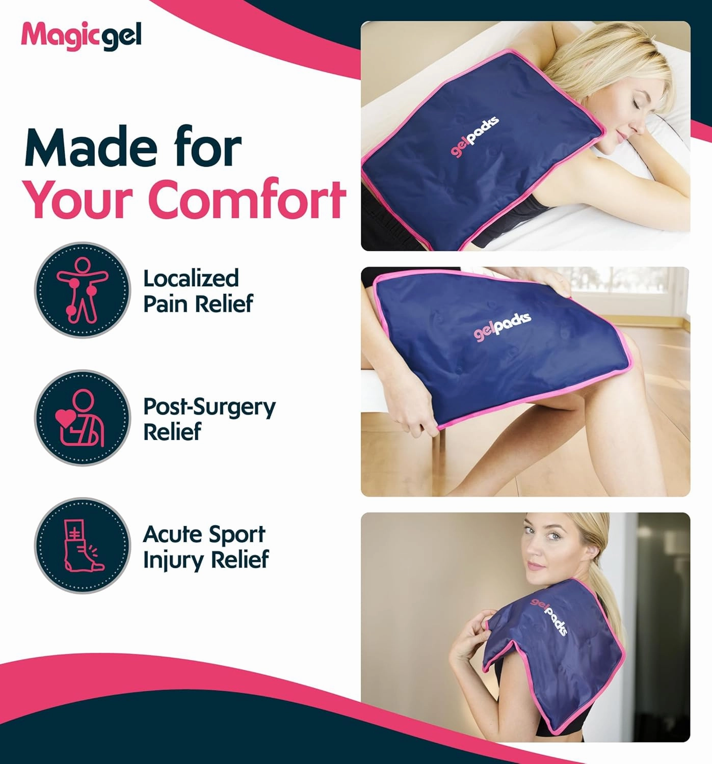 Magic Gel Reusable Large Ice Pack (15" x 11") - FSA HSA Eligible - Flexible & Reusable Gel Pack for Back, Hip, Knee, Leg, Lower Back
