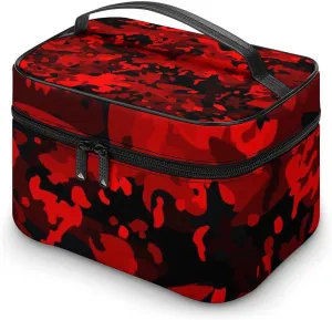 Makeup Bag Deep Red Blood Cosmetic Bag for Women Beauty Zipper Makeup Organizer PU Leather Waterproof Toiletry Train Case Cool Horror Halloween
