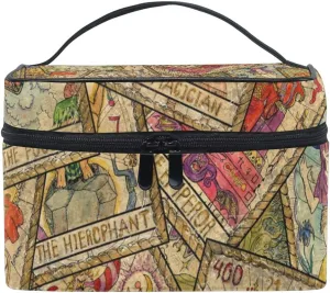 Makeup Train Cases Old Colorful Tarot Travel Cosmetic Bag Portable Artist Storage Bag Organizer for Womens