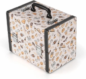 Makeup Bag Cosmetic Case Portable Travel Makeup Train Case Beauty Box, Leather Cosmetic Case, Travel Makeup Case Artist Makeup Train Case, Security Lock, Black 31.5x25.5x20.5cm cosmetic case ( Color :