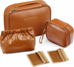 Makeup Bag Set for Women, 5 Pcs Travel Toiletry Cosmetic Bag with Waterproof PU Leather, Portable, Large Capacity, Make up Organizer with Divider & Handle
