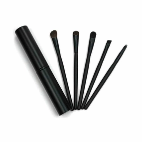 Makeup brush 5pcs Travel Portable Mini Eye Makeup Brushes Set Smudge Eyeshadow Eyeliner Eyebrow Brush Lip Make Up Brush Kit Professional (Color : Pink)(Black)