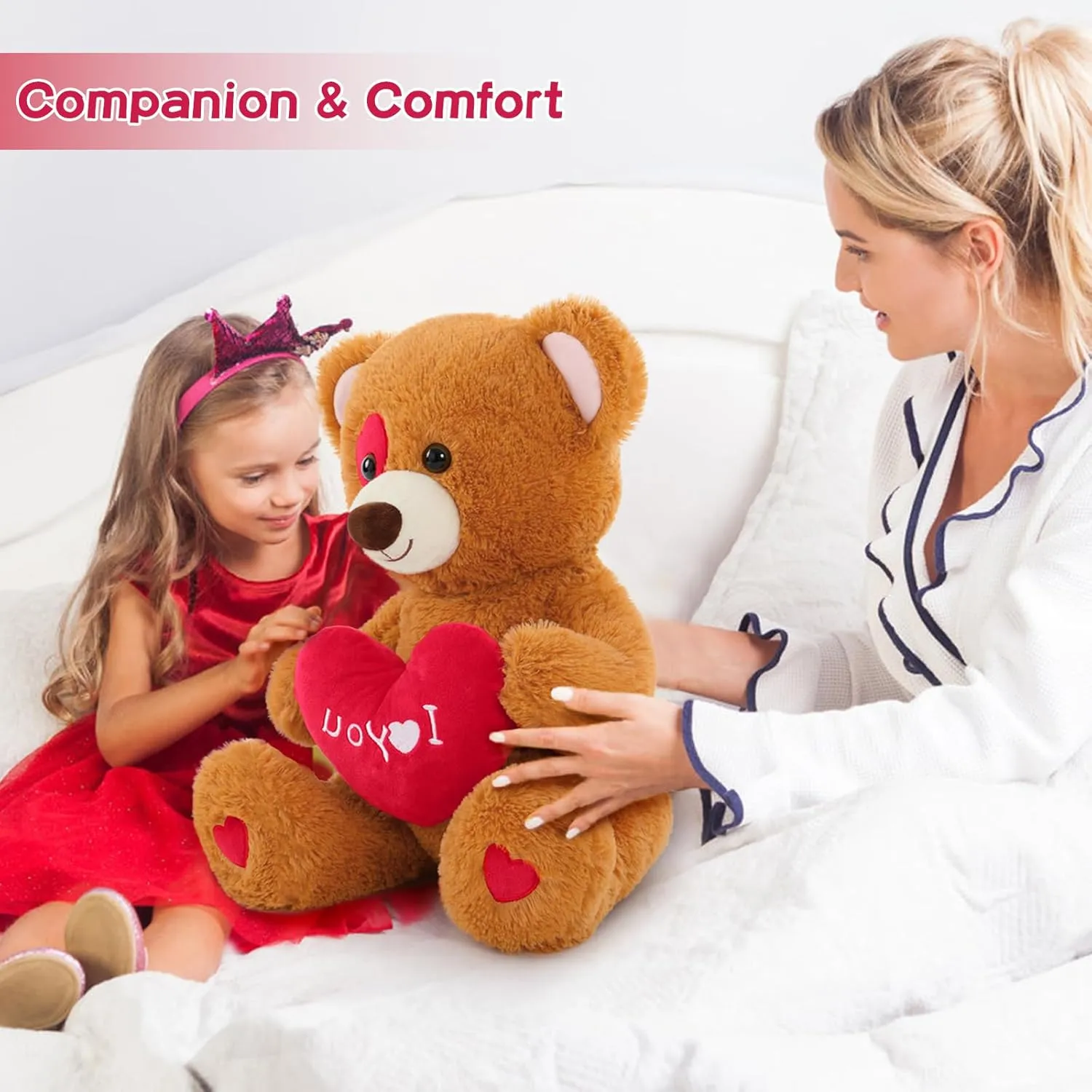MaoGoLan I Love You Teddy Bear Plush Toy, 20” Bear Stuffed Animal with Red Heart Pillow for Valentine Day Sweet Romantic Anniversary Birthday for Her Him Girlfriend Boyfriend Kids Wife