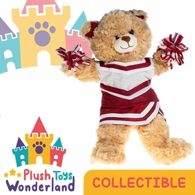 Maroon & White Cheer Uniform with Matching Pompoms Outfit Fits Most 14" - 18" Stuffed Animal Soft Toys Plushie Gift's for Your Cheerleader Friend & Cute Teddy Bears