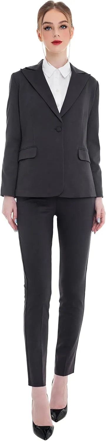 Marycrafts Women's Pant Suits Set – Professional Business Suiting Blazer and Pants 2 Piece Outfit