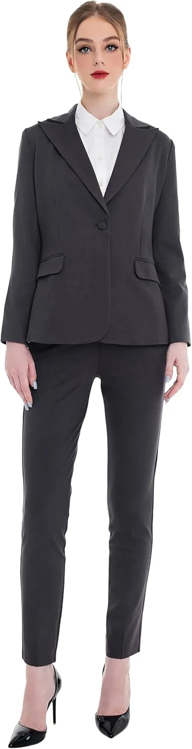Marycrafts Women's Pant Suits Set – Professional Business Suiting Blazer and Pants 2 Piece Outfit