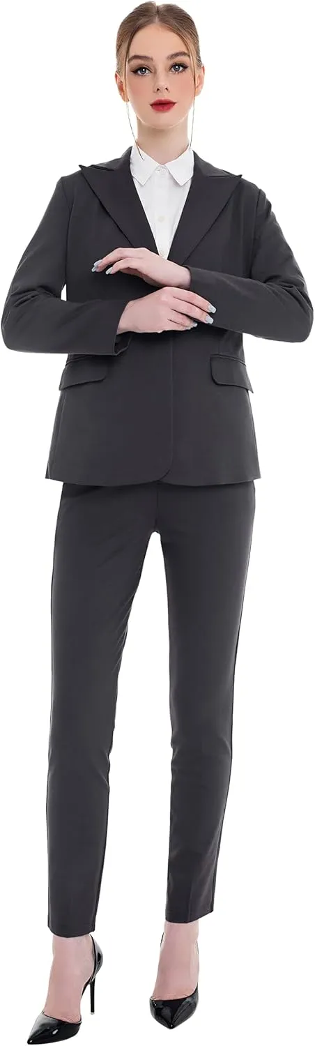 Marycrafts Women's Pant Suits Set – Professional Business Suiting Blazer and Pants 2 Piece Outfit