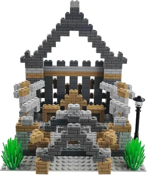 Masonry Profile Building Bricks Set, Building Pieces Includes Medium Building Brick Parts、Base Plate、Tall Streetlamp and Prickly Bushes Compatible with Major Brands Classic