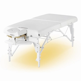 Master Massage 31" Extra Wide Montclair Pro Memory Foam Portable Massage Table Package in Snow White with Reiki and Ambient Lighting System