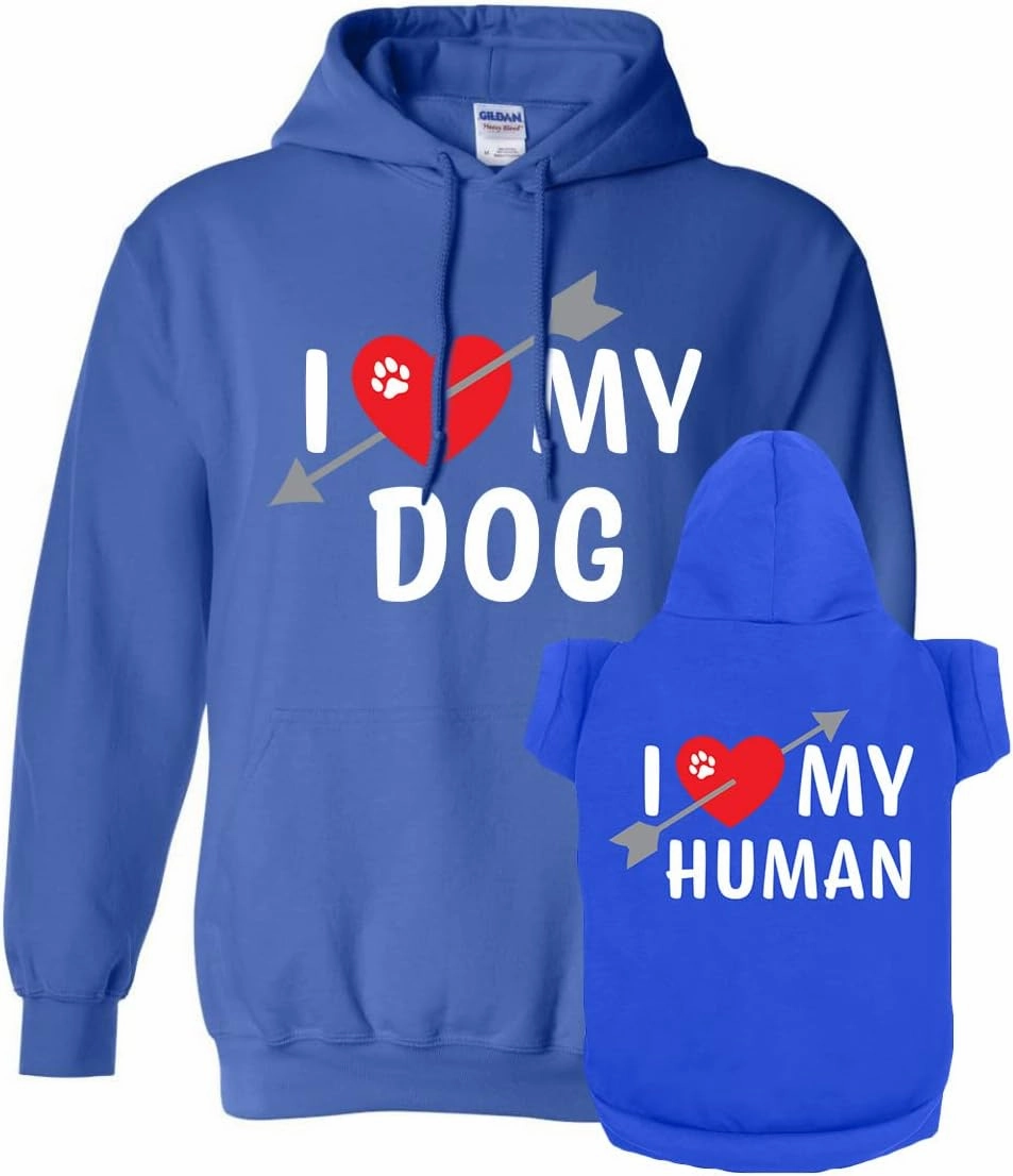 Matching Hoodies for Dogs and Humans - I Heart My Dog I Heart My Human Matching Pet and Owner