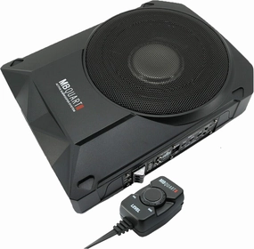 MB Quart RW-108A 600W Reference Series 8" Slim Low Profile Compact Under-Seat 4-Ohm Active Powered Subwoofer Enclosure with Built in Amplifier for Car RV ATV, Black