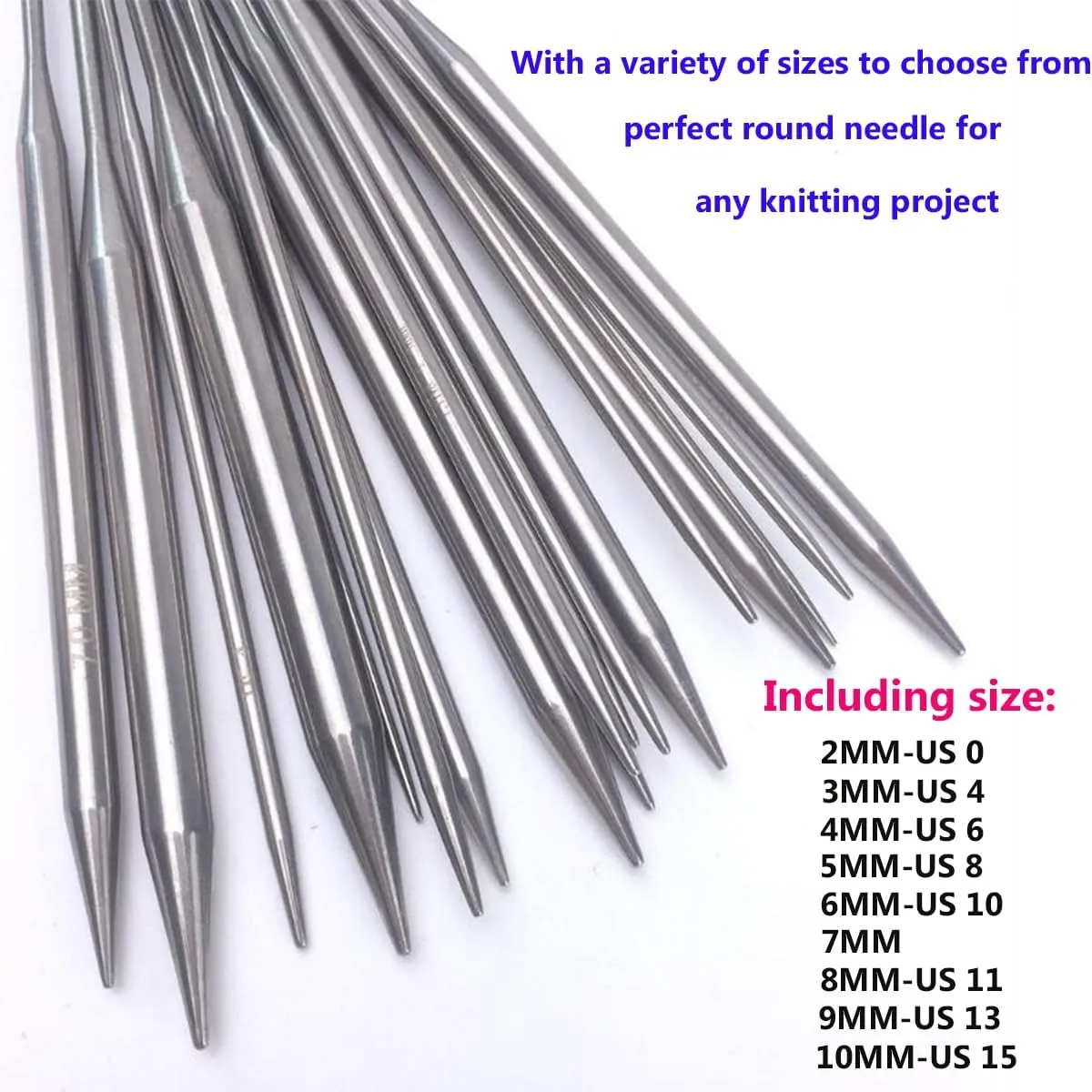 Mdoker Circular Knitting Needles Set with Tote Bag 40-inch Long Knitting Needles Round Needles,Metal Knitting Needles for Beginners,Scarves Blankets