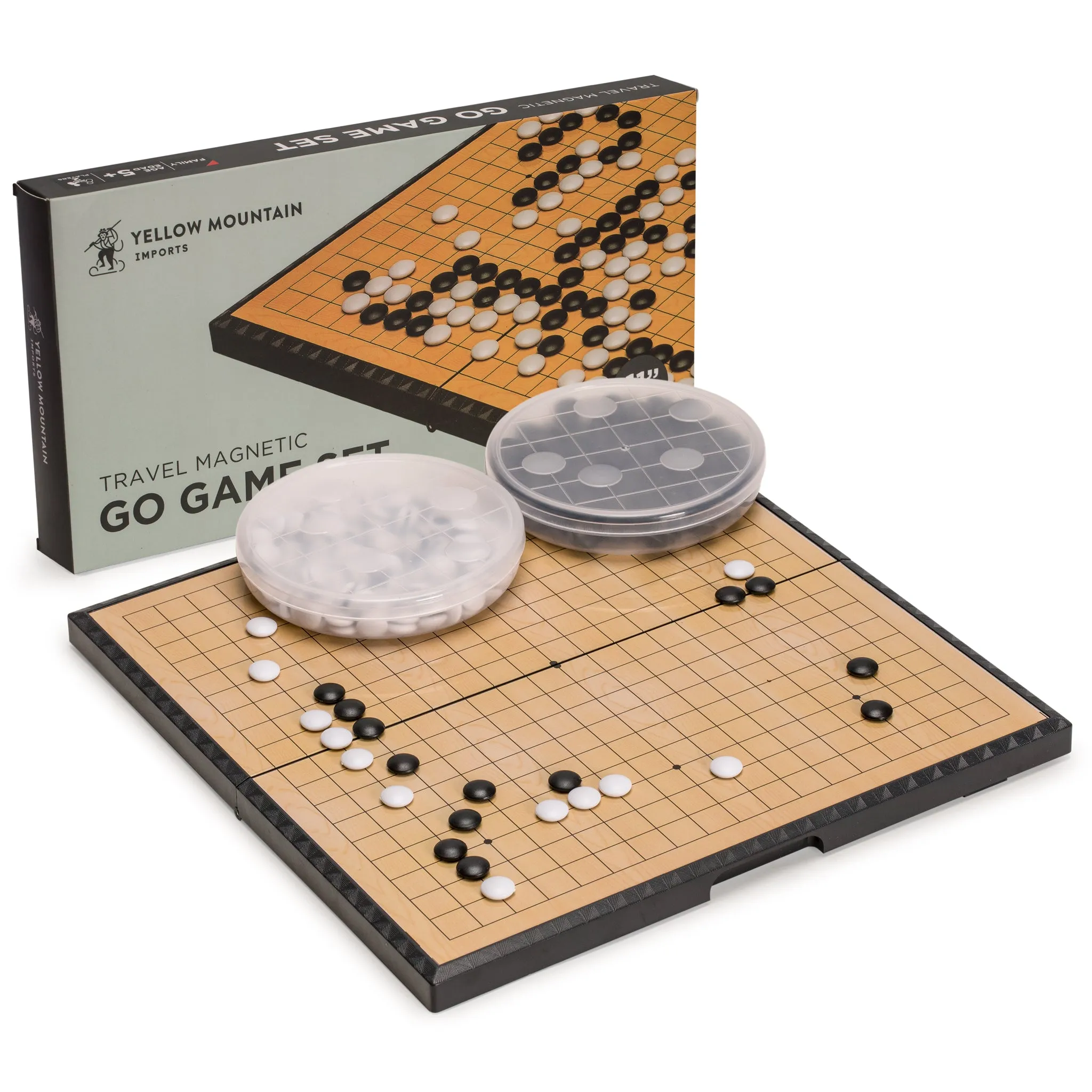Medium Magnetic 19x19 Go Game Set Board (11") with Single Convex Stones
