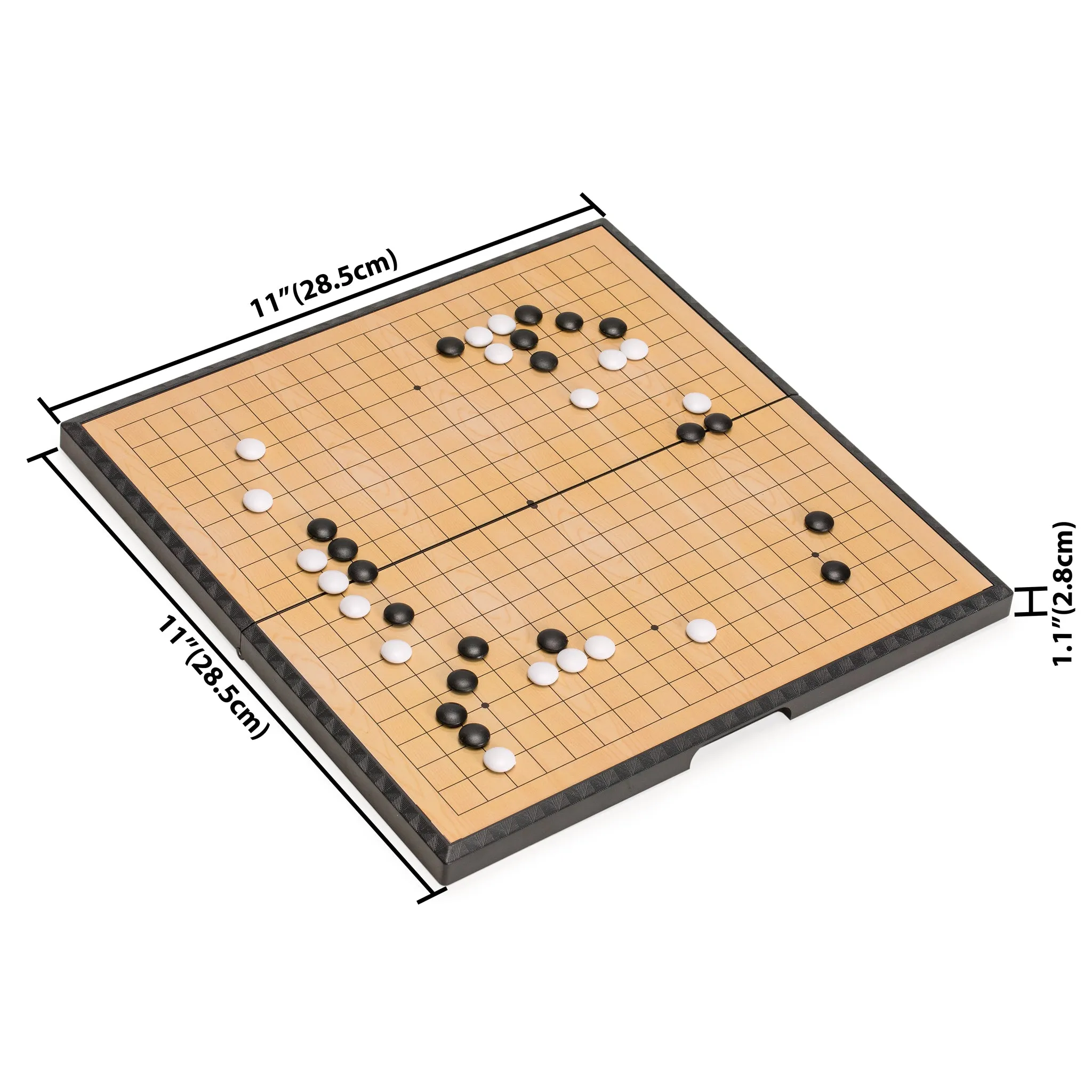 Medium Magnetic 19x19 Go Game Set Board (11") with Single Convex Stones
