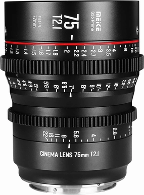 Meike 75mm T2.1 S35 Manual Focus Wide Angle Prime Cinema Lens for Canon EF Mount