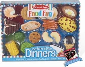 Melissa & Doug﻿ Combine & Dine Dinners: Food Fun Toy Play Set Bundle with 1 Theme Compatible M&D Scratch Fun Mini-Pad (08268)