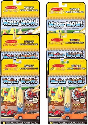 Melissa & Doug On The Go Water Wow! Activity Book, 6-Pack - Vehicles Bundle Toy