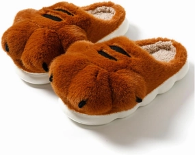 Men's and women's slippers, animal paw slippers, non-slip warm