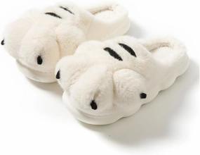 Men's and women's slippers, animal paw slippers, non-slip warm