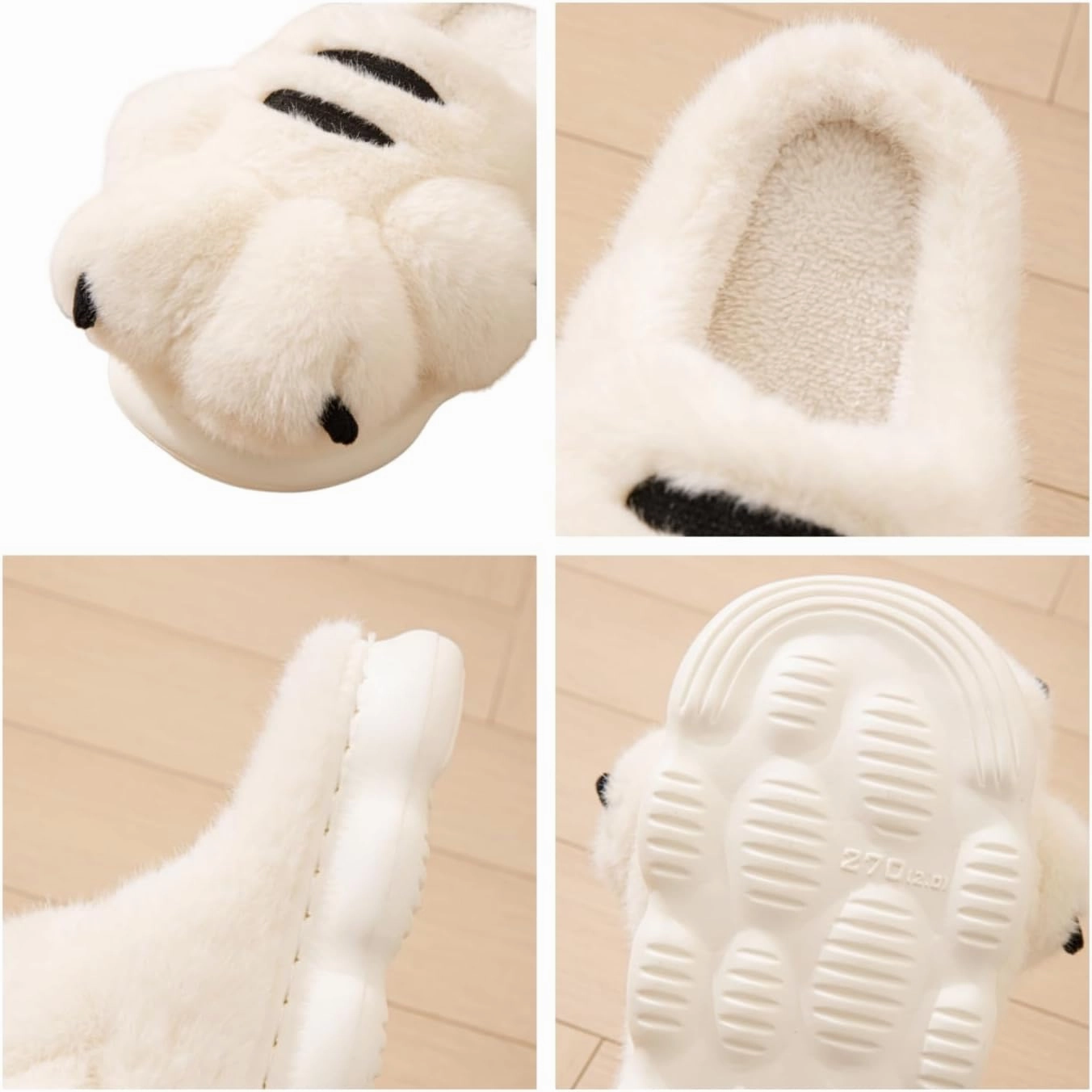 Men's and women's slippers, animal paw slippers, non-slip warm