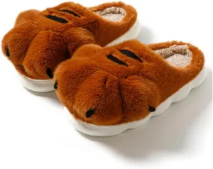 Men's and women's slippers, animal paw slippers, non-slip warm