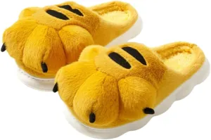 Men's and women's slippers, animal paw slippers, non-slip warm