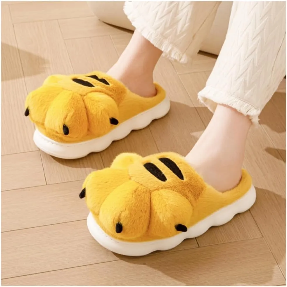 Men's and women's slippers, animal paw slippers, non-slip warm