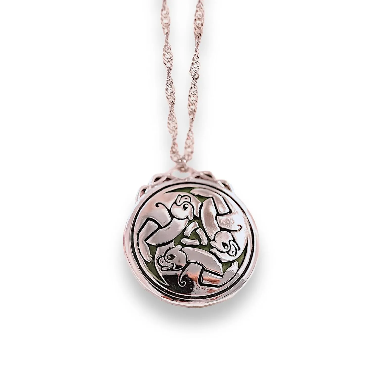 Merida-Inspired Celtic Three Bears Necklace - Princess Jewelry - Celtic Knot Pendant - Stainless Steel Chain (Silver)