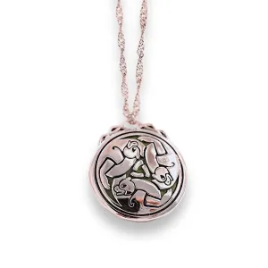 Merida-Inspired Celtic Three Bears Necklace - Princess Jewelry - Celtic Knot Pendant - Stainless Steel Chain (Silver)