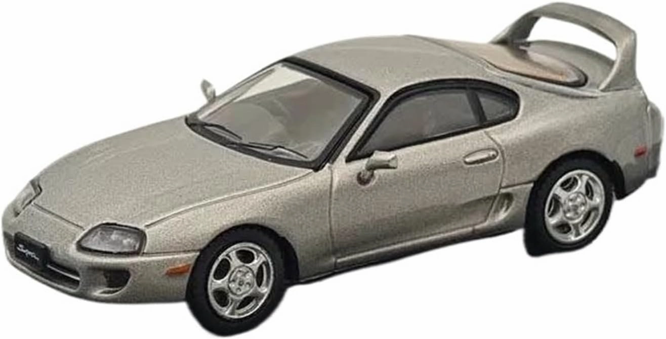 Metal Car Model 1:64 for Supra RZ JZA80 with Active Spoiler Parts Silver Diecast Models Car Collection Auto Toys Gift Die Cast Vehicles