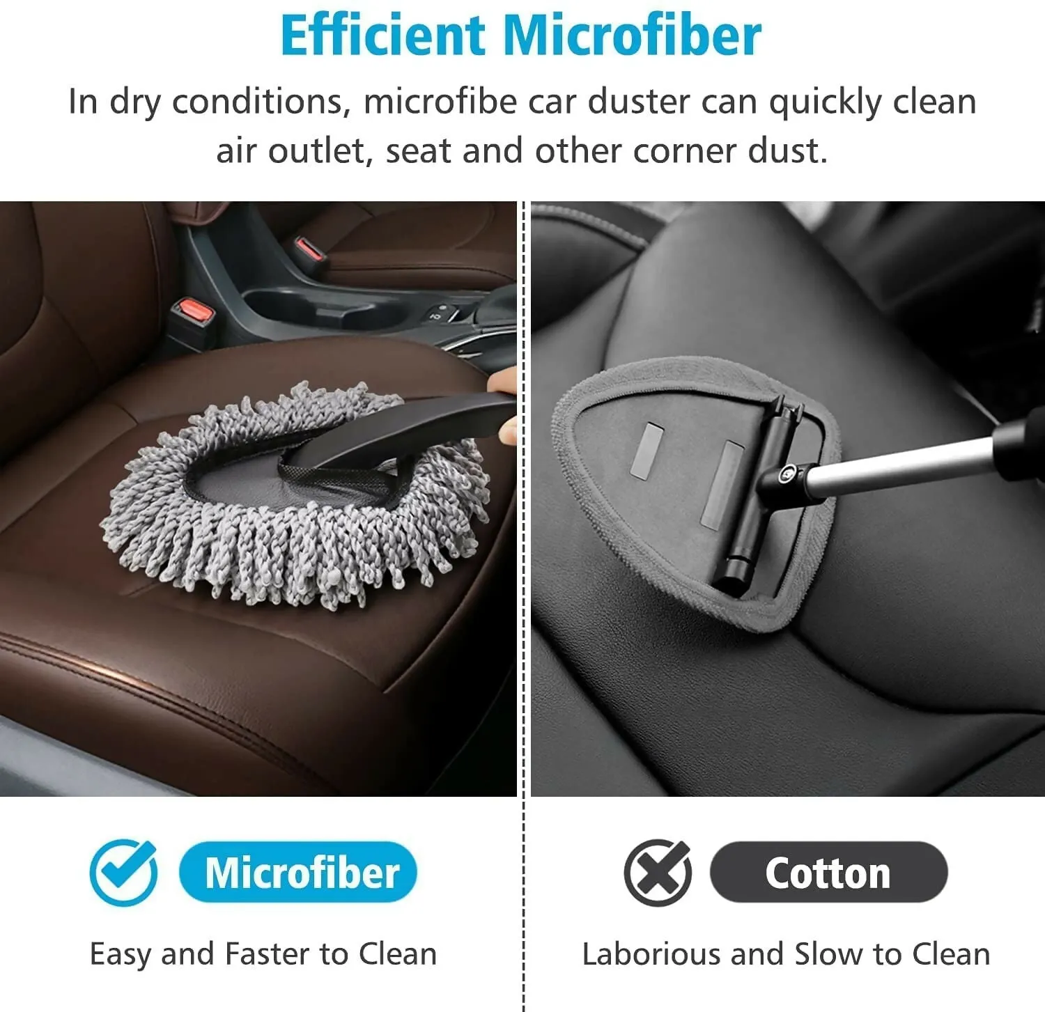Microfiber Mini Car Cleaning Duster with Handle Detailing Brush for Car Interior & Exterior