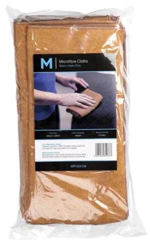 Microfibre Cloths - Brown, 400mm x 400mm, 300gsm (Pack Of 50)