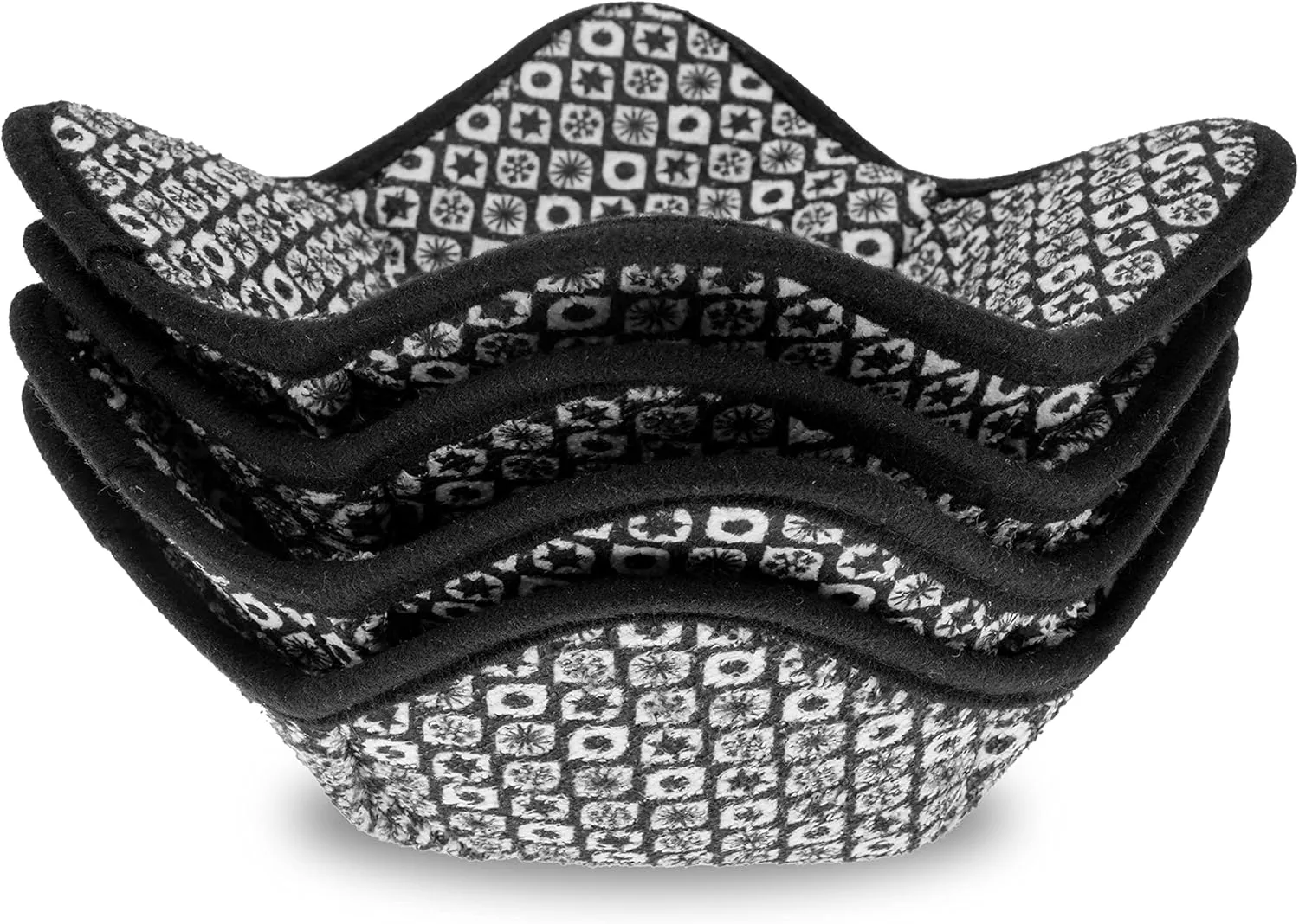 Microwave Bowl Cozy Huggers Set of 4 – for Hot and Cold Bowls, Plates and Dishes Bowl Holder for Microwave (Black and White)