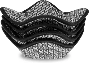Microwave Bowl Cozy Huggers Set of 4 – for Hot and Cold Bowls, Plates and Dishes Bowl Holder for Microwave (Black and White)