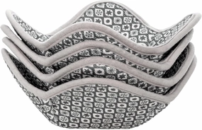 Microwave Bowl Cozy Huggers Set of 4 – for Hot and Cold Bowls, Plates and Dishes Bowl Holder for Microwave (Grey and White)