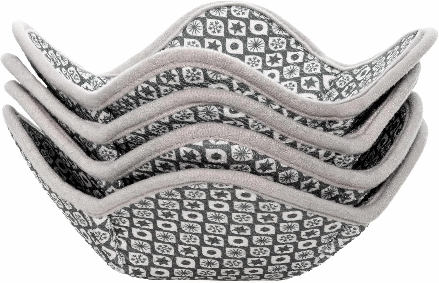 Microwave Bowl Cozy Huggers Set of 4 – for Hot and Cold Bowls, Plates and Dishes Bowl Holder for Microwave (Grey and White)