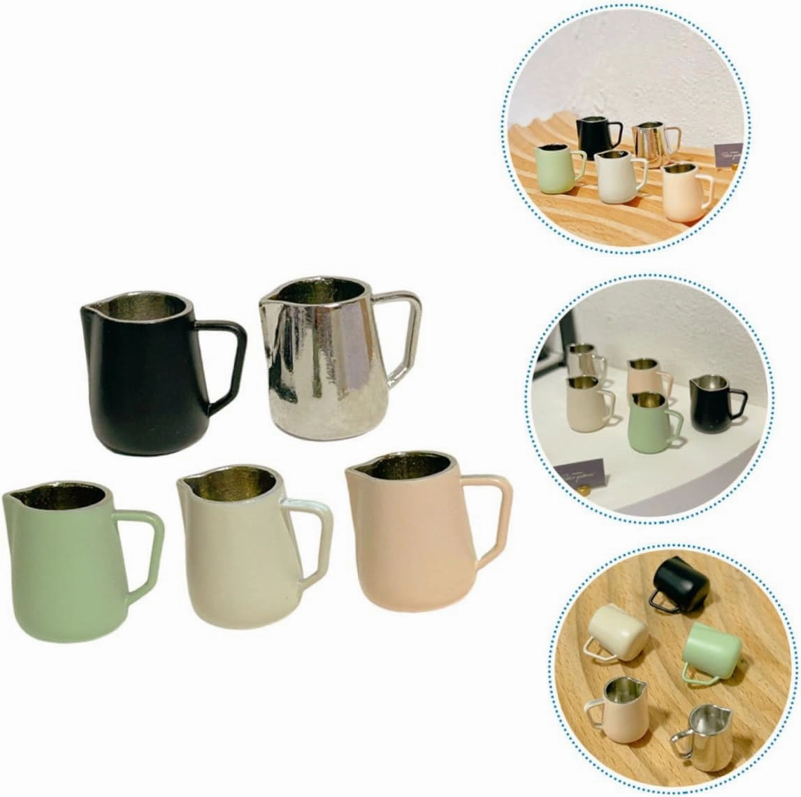 Milisten 15pcs Mini Coffee Mugs Miniature Pitchers for Dollhouse Cute Frothing Jugs for Crafting and Collecting Not Easy to Fade Break