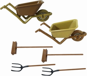 Milisten 8sets Miniature Wheelbarrow Model of Decorative Farm Tools Adorable Mini Garden Accessories for Craft Projects Stable Material Mix