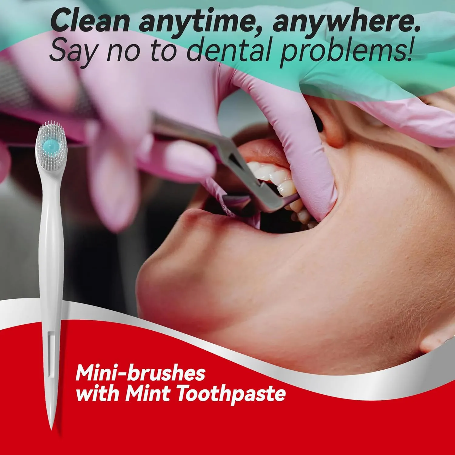 Mini Brushes-Disposable Toothbrushes with Cleaning Beads Toothpaste and Pick for Work or Travel, 24 Count-Mix Flavor（Pack of 5）