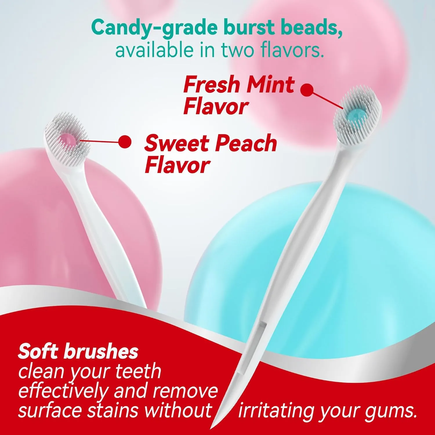 Mini Brushes-Disposable Toothbrushes with Cleaning Beads Toothpaste and Pick for Work or Travel, 24 Count-Mix Flavor（Pack of 5）