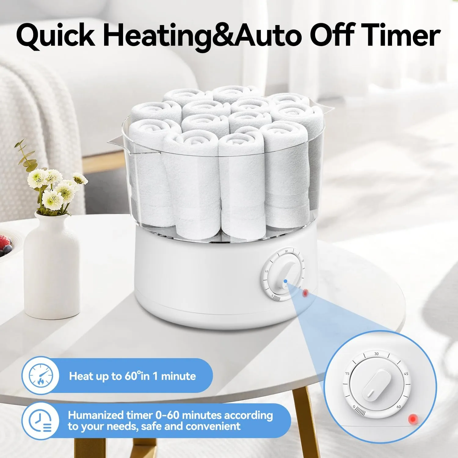 Mini Hot Towel Warmer for Spa, Quick Heating Towel Steamer for Facials, Portable Small Towel Heater for Bathroom,Spa and Salon.(White-Small)