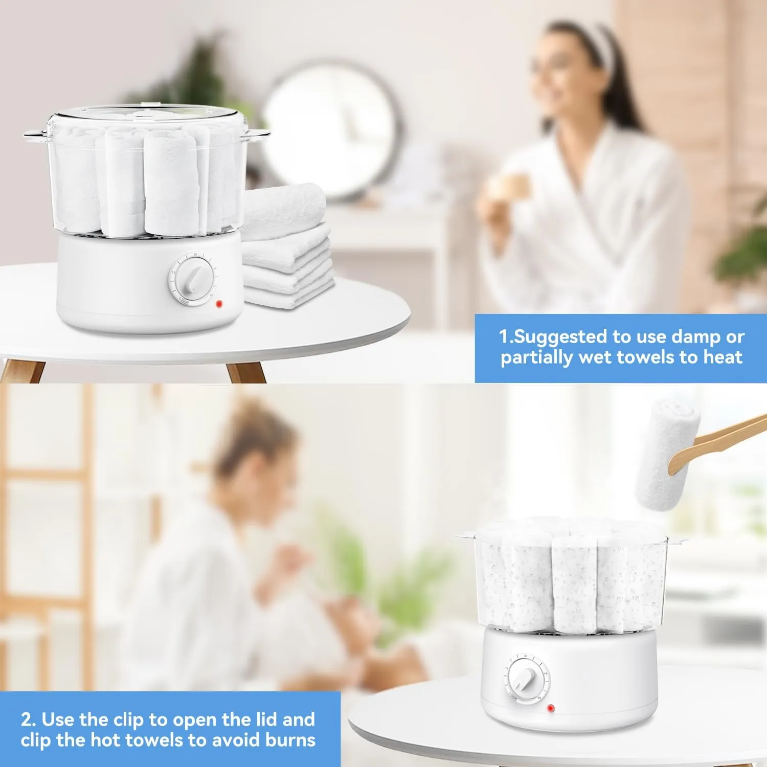 Mini Hot Towel Warmer for Spa, Quick Heating Towel Steamer for Facials, Portable Small Towel Heater for Bathroom,Spa and Salon.(White-Small)