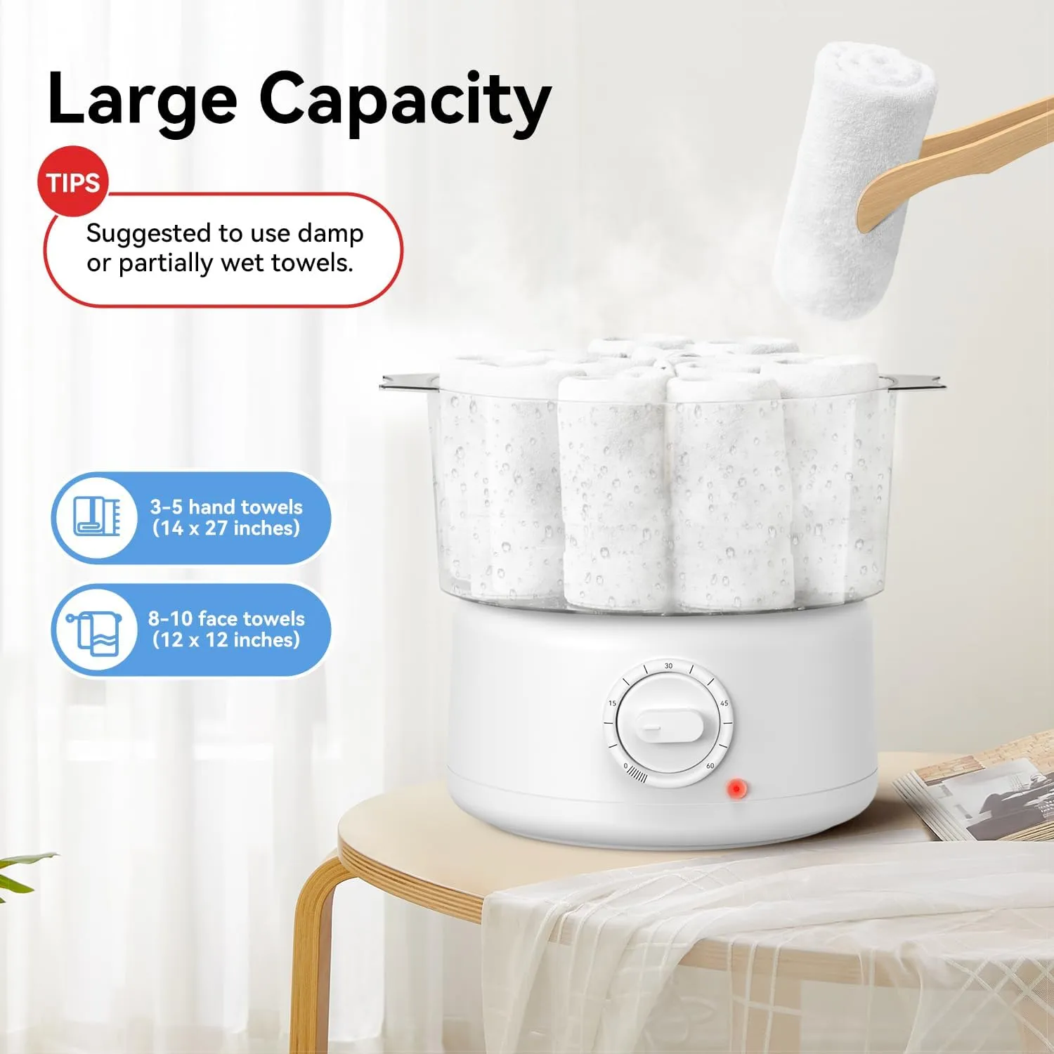 Mini Hot Towel Warmer for Spa, Quick Heating Towel Steamer for Facials, Portable Small Towel Heater for Bathroom,Spa and Salon.(White-Small)