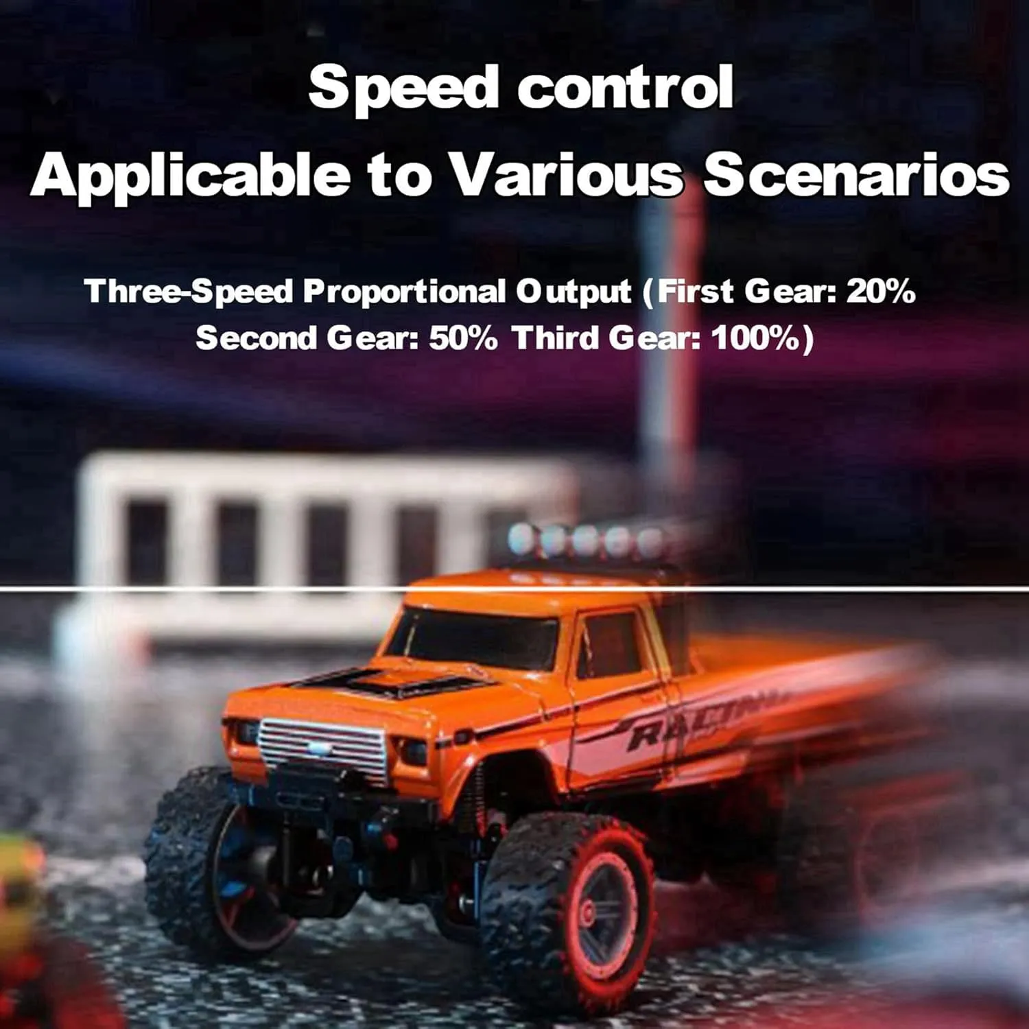 Mini RC Car, 1/64 Scale Mini Remote Control Monster Truck with Trailer, 2.4Ghz & APP Remote Control, Rechargeable Alloy Shell Mini RC Cars with Lights, Speed/Steering Adjustable (Blue)