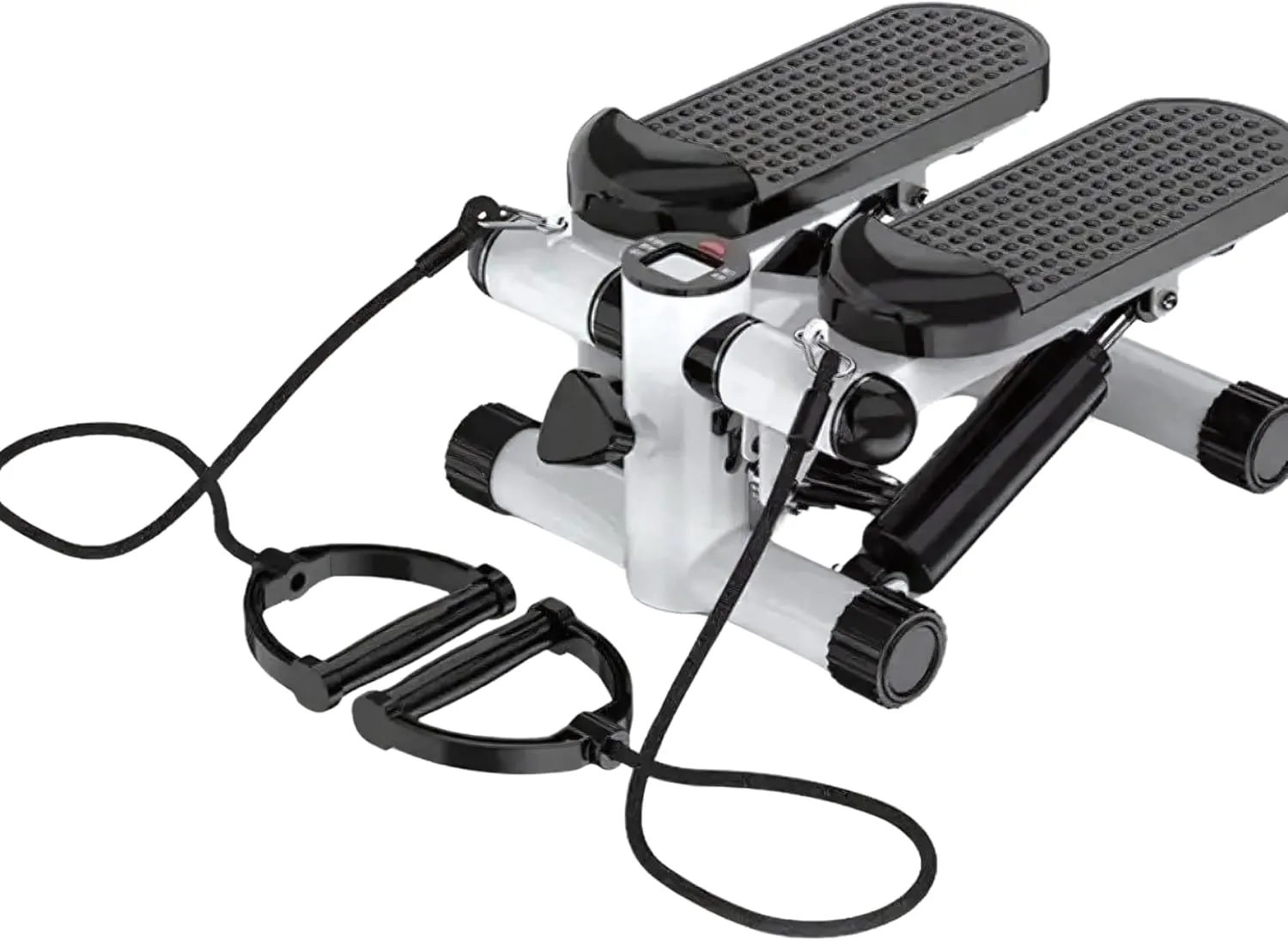 Mini Stepper Machine with Resistance Bands, Hydraulic and Adjustable Foot Exerciser for Full Body Workout, 300 LBS Capacity, and LCD Monitor.