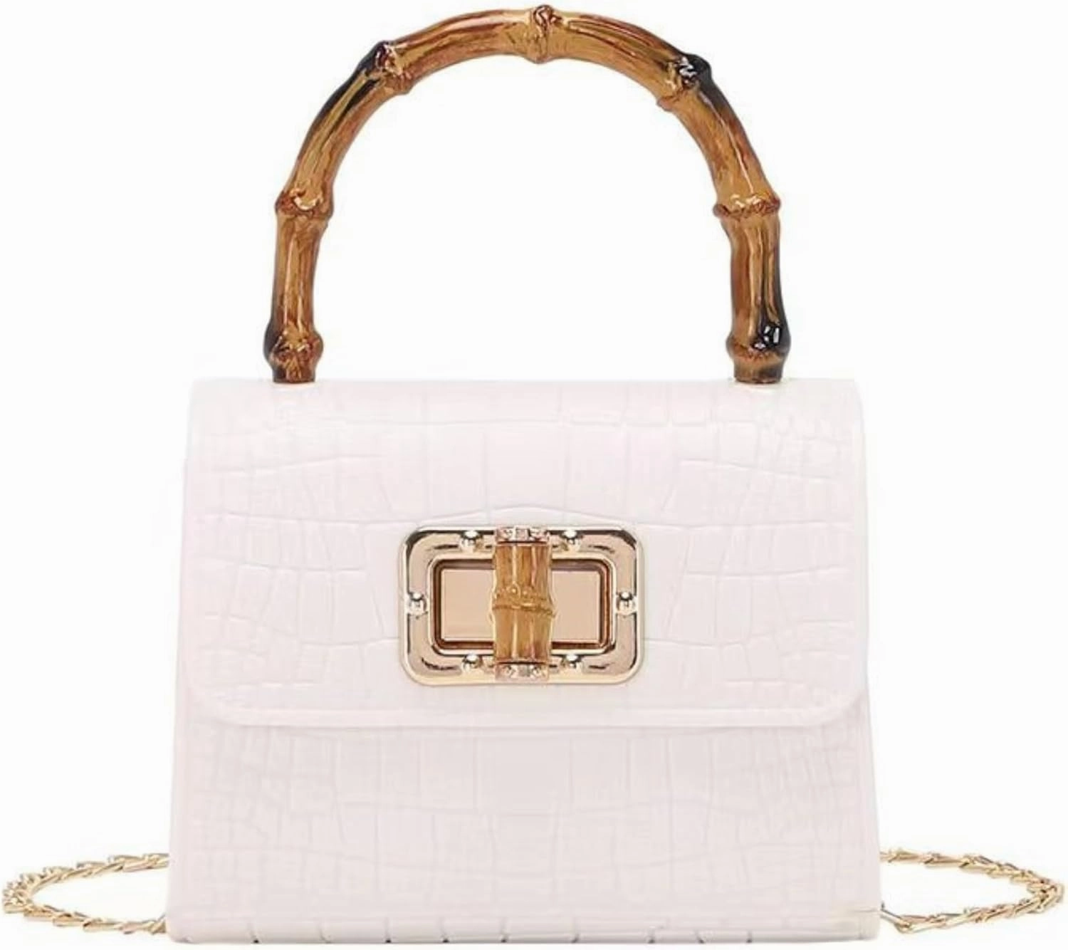 Mini Bamboo Handle Kids Purse: Crocodile Leather Pattern Toddler Handbag, Multiple Colour, with Sunglasses Option