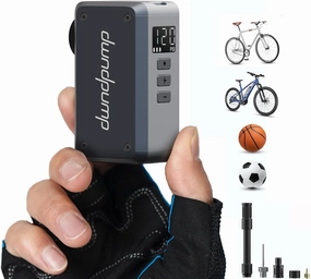Mini Bike Pump with Gauge, 120 PSI Electric Bicycle Pump, Rechargeable Bike Air Pump Portable, Auto Stop, with Presta and Schrader Valves, for Road Bike, Mountain Bike, Sports Balls