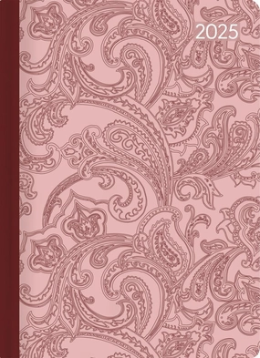Mini Book Calendar Style Paisley 2025 Pocket Calendar, 10.7 x 15.2 cm, Calendar with 352 Pages, Moon Phases, Plenty of Space for Notes and International Calendar
