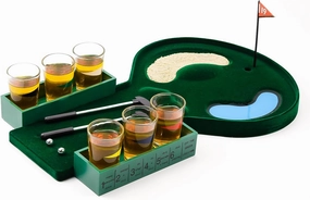 Mini Golf Drinking Game Set for Adults Portable Indoor/Outdoor Realistic Putting Green with Shot Glasses, Golf Balls Clubs Fun Party Games for Golf Lovers, Nights Social Gatherings