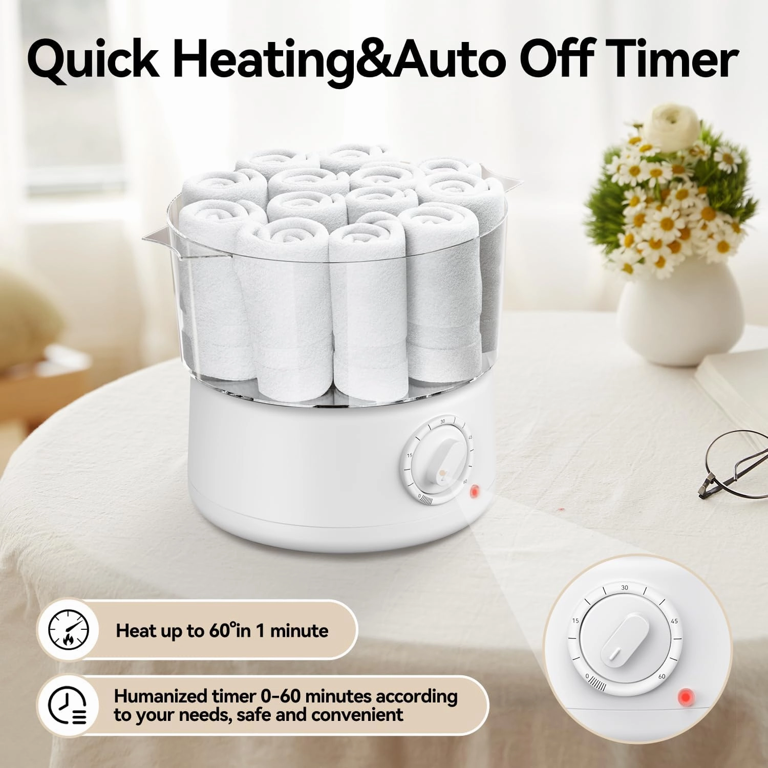 Mini Hot Towel Warmer for Spa, Towel Warmer Esthetician 5-Minute Heating Small Towel Warmer, Portable Towel Steamer for Facials, Bathroom, Barber, at Home Salon(White-X-Small)